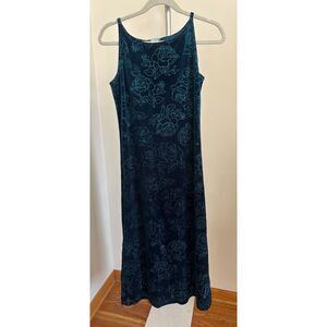 Vintage Y2K 90s Floral Prom Sun Square Neck Fairy Tank MIDI Dress Glitter XS/S